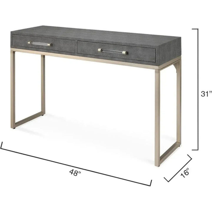 Grey FauxLeather Iron Kain Console - LOOMLAN - Jamie Young - Console Tables