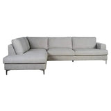Grey L-Shaped Feather Filled Cushions Left Sectional Sofa Dovetail Linen Sectionals LOOMLAN By LHIMPORTS