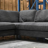 Grey L-Shaped Feather Filled Cushions Right Sectional Sofa Charcoal Linen Sectionals LOOMLAN By LHIMPORTS