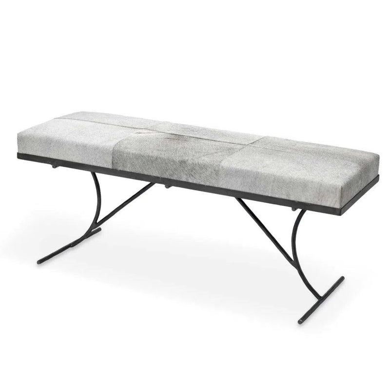 Grey Leather Iron Kai Bench Bedroom Benches LOOMLAN By Jamie Young