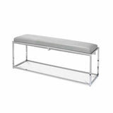 Grey Leather Metal Shelby Bench Backless Bedroom Benches LOOMLAN By Jamie Young
