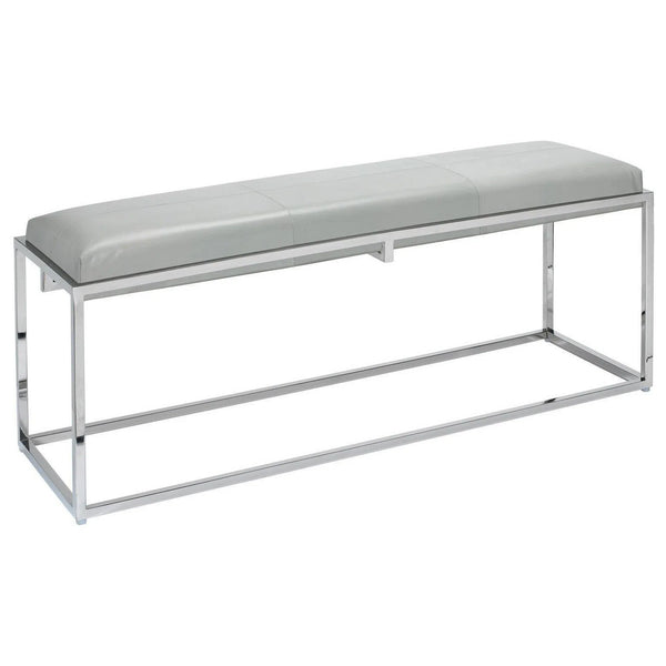 Grey Leather Metal Shelby Bench Backless Bedroom Benches LOOMLAN By Jamie Young