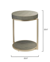 Grey Leather Round Mid Century Modern Side Table With Shelf Side Tables LOOMLAN By Jamie Young