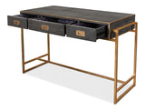 Grey Leather Shagreen Desk-Home Office Desks-Sarreid-LOOMLAN