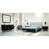 Grey Linen Headboard Platform Queen Size Bed Phoenix Collection Beds LOOMLAN By LHIMPORTS