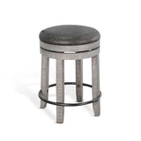 Grey Round 54" Counter Barrel Table Set With Stools Without Backs Dining Table Sets LOOMLAN By Sunny D