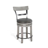 Grey Round Counter Barrel Table Set Barstools 5 PC Set