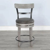 Grey Round Counter Barrel Table Set Barstools 5 PC Set