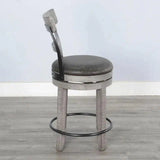 Grey Round Counter Barrel Table Set Barstools 5 PC Set