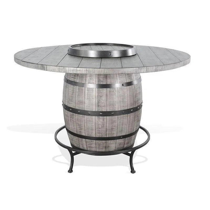 Grey Round Counter Barrel Table Set Stoolsout Backs-Dining Table Sets-Sunny D-LOOMLAN
