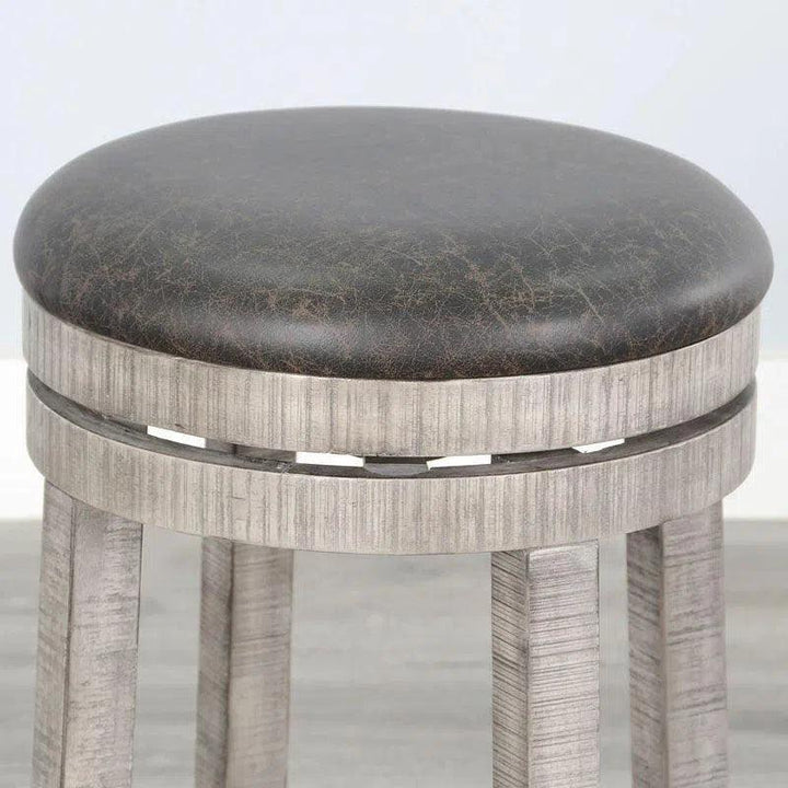 Grey Round Counter Barrel Table Set Stoolsout Backs-Dining Table Sets-Sunny D-LOOMLAN