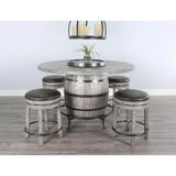 Grey Round Counter Barrel Table Set Stoolsout Backs