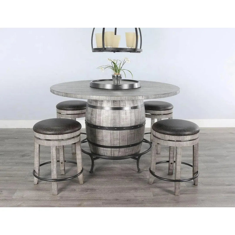 Grey Round Counter Barrel Table Set Stoolsout Backs