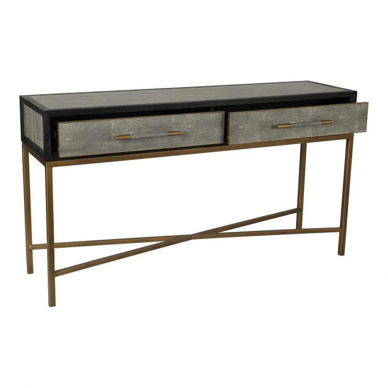 Grey Shagreen Console Table With Drawers