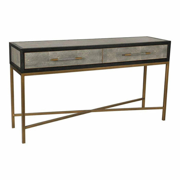 Grey Shagreen Console Table With Drawers