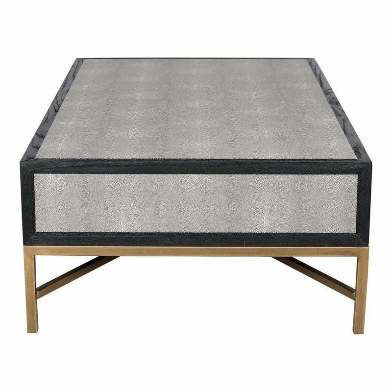 Grey Shagreen Gold Accents Retro Coffee Table With Drawers Coffee Tables LOOMLAN By Moe's Home