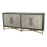 Grey Shagreen Gold Accents Retro Sideboard on Stand Sideboards LOOMLAN By Moe's Home
