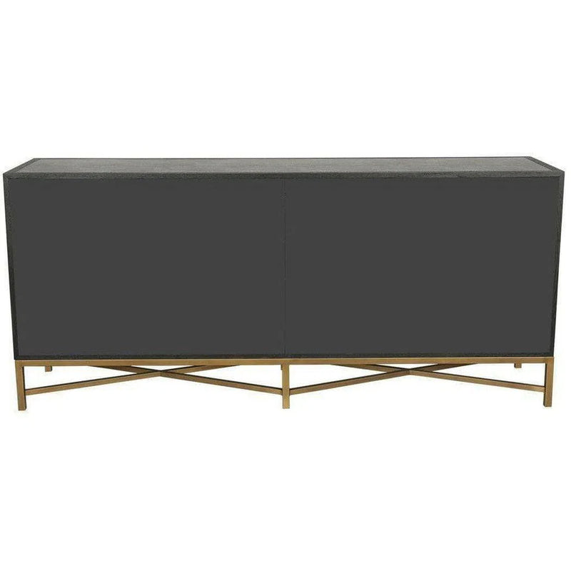Grey Shagreen Gold Accents Retro Sideboard on Stand Sideboards LOOMLAN By Moe's Home