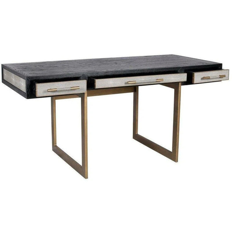 Grey Shagreen Retro Home Office Desk With Drawers Home Office Desks LOOMLAN By Moe's Home