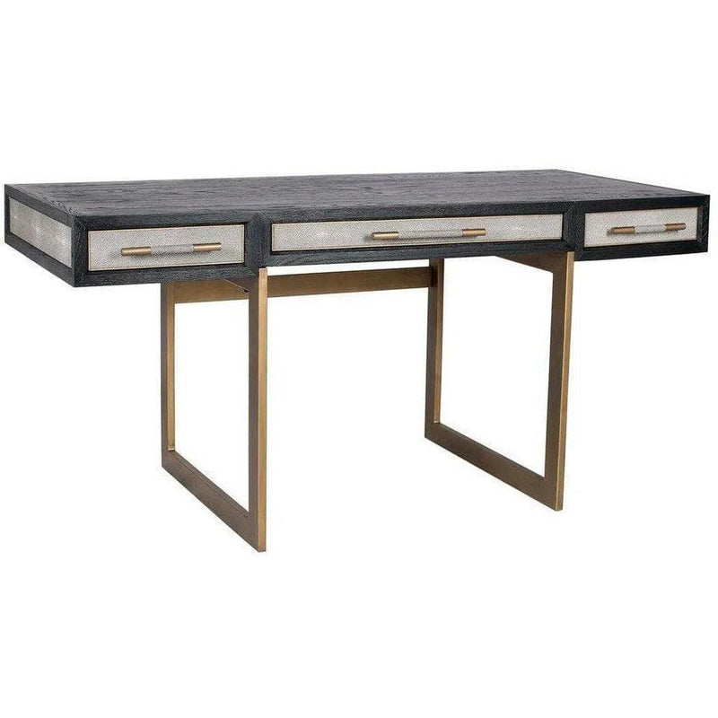 Grey Shagreen Retro Home Office Desk With Drawers Home Office Desks LOOMLAN By Moe's Home