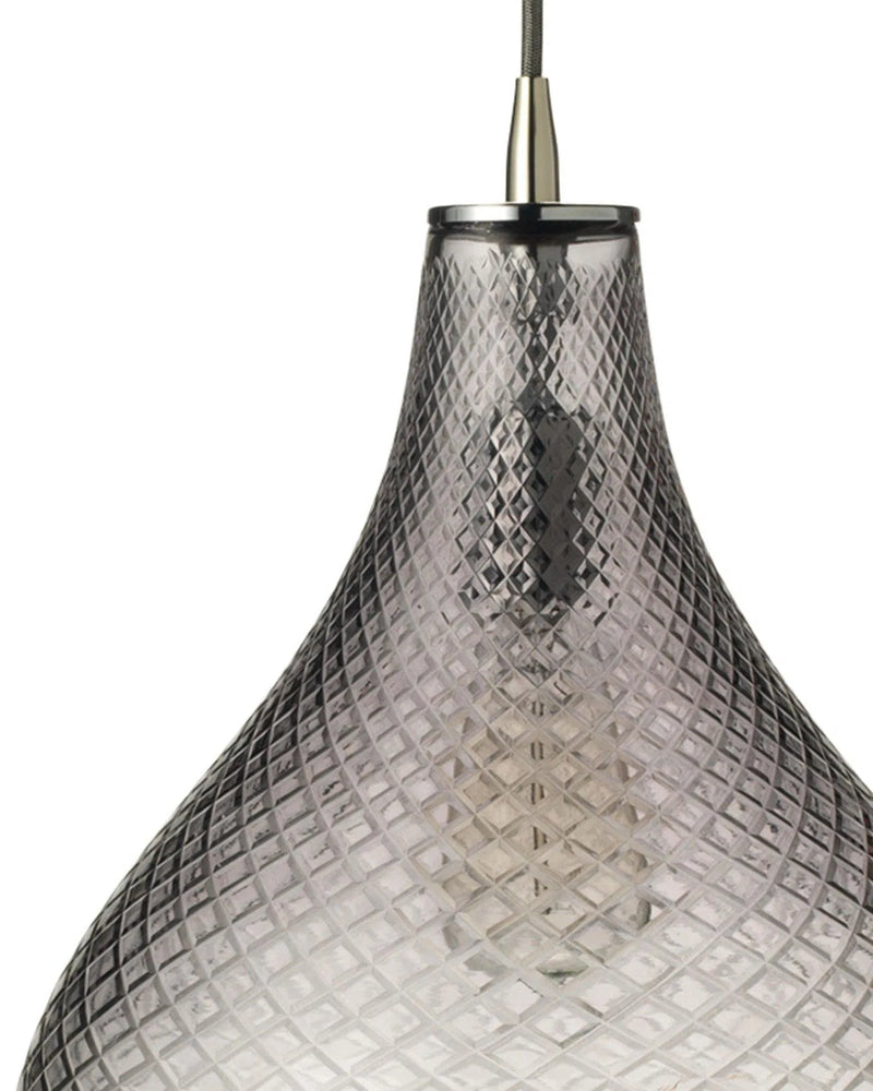 Grey Textured Cut Glass Curved Pendant Pendants LOOMLAN By Jamie Young