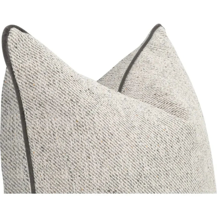 Grey Throw Pillow Leather Piping Set of Two - LOOMLAN - Essentials For Living - Throw Pillows