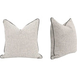 Grey Throw Pillow Leather Piping Set of Two-Throw Pillows-Essentials For Living-LOOMLAN