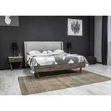 Grey Upholstered Platform and Wingback Queen Size Bed Aura Beds LOOMLAN By LHIMPORTS