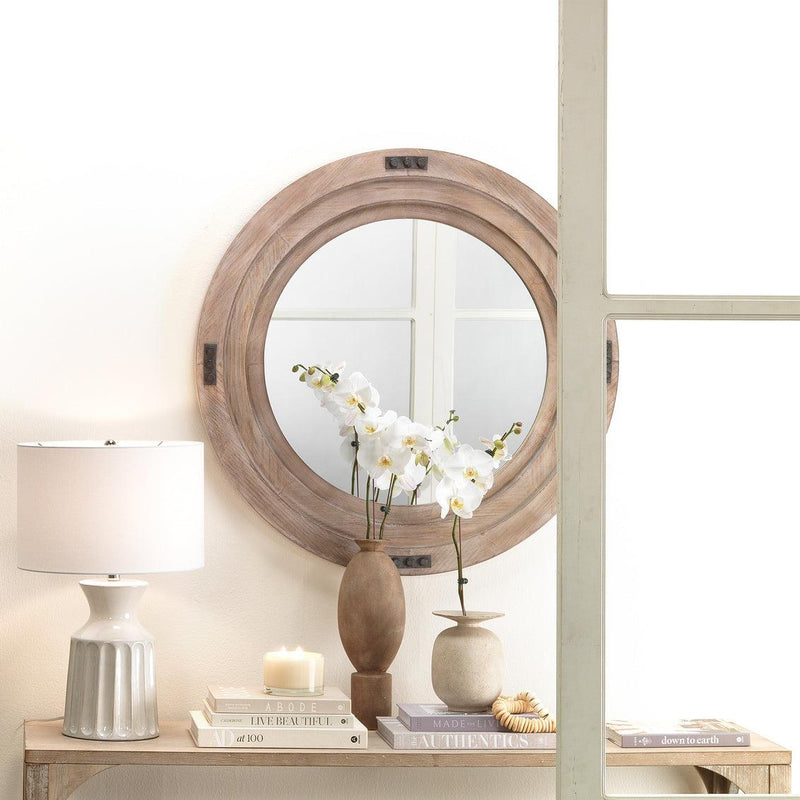 Grey Washed Fir wood Foreman Wall Mirror Wall Mirrors LOOMLAN By Jamie Young