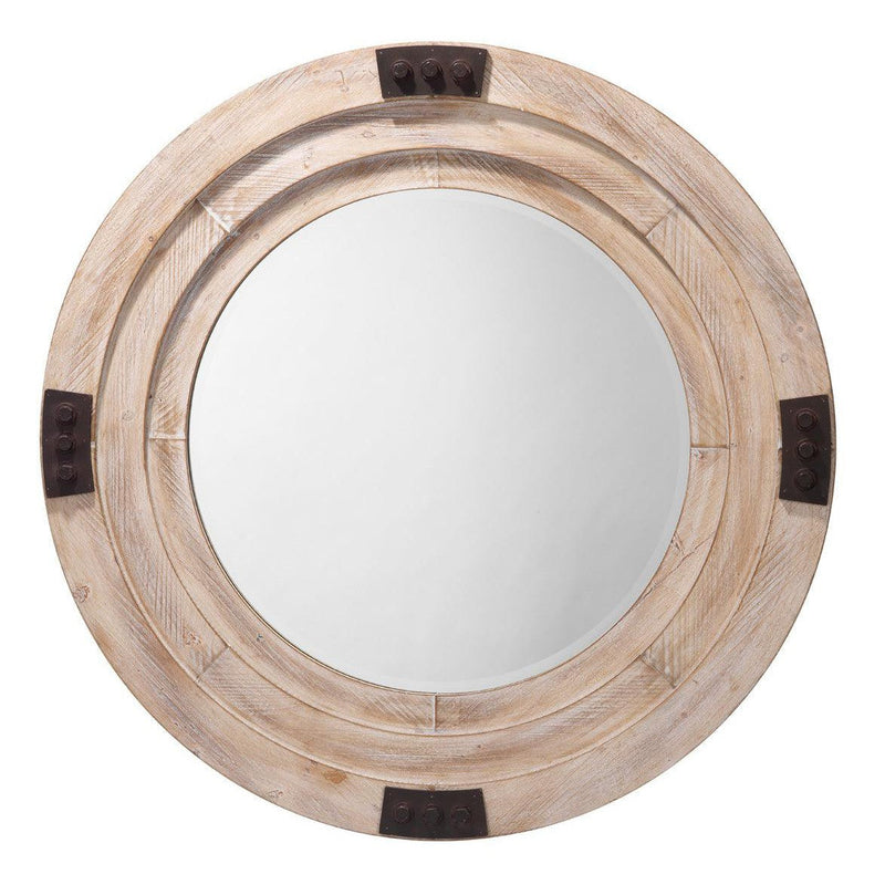 Grey Washed Fir wood Foreman Wall Mirror Wall Mirrors LOOMLAN By Jamie Young