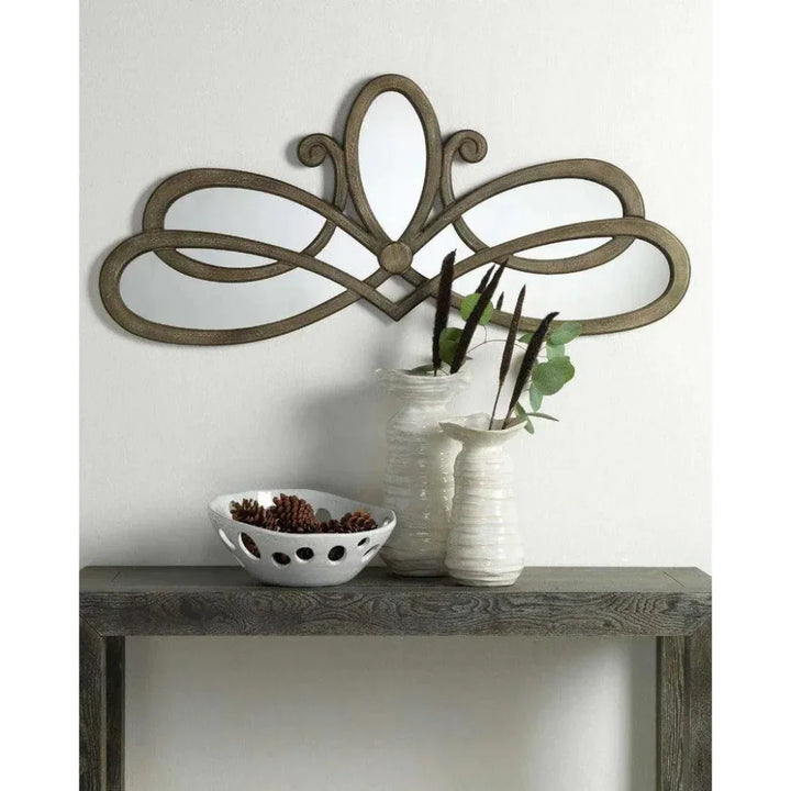 Grey Wood Decorative Wall Mirror 46" Wide - LOOMLAN - Jamie Young - Wall Mirrors