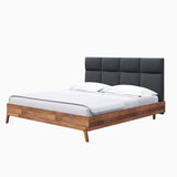 Grey and Brown Wood Frame Platform Queen Size Bed Remix Beds LOOMLAN By LHIMPORTS