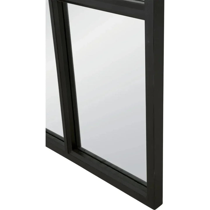 Grid Wooden Vertical Arched Floor Mirror-Floor Mirrors-Essentials For Living-LOOMLAN