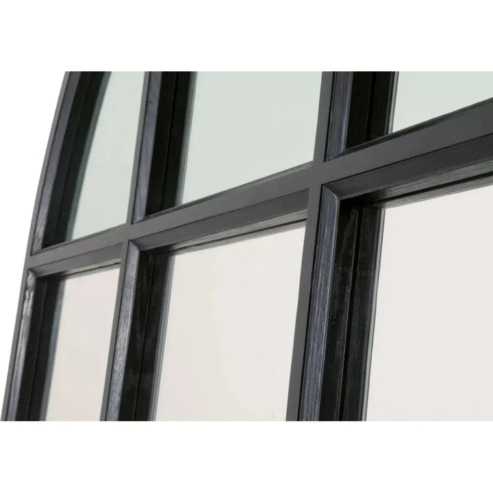 Grid Wooden Vertical Arched Floor Mirror-Floor Mirrors-Essentials For Living-LOOMLAN