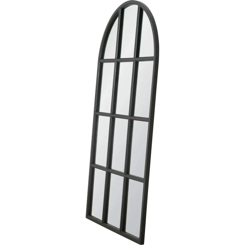 Grid Wooden Vertical Arched Floor Mirror