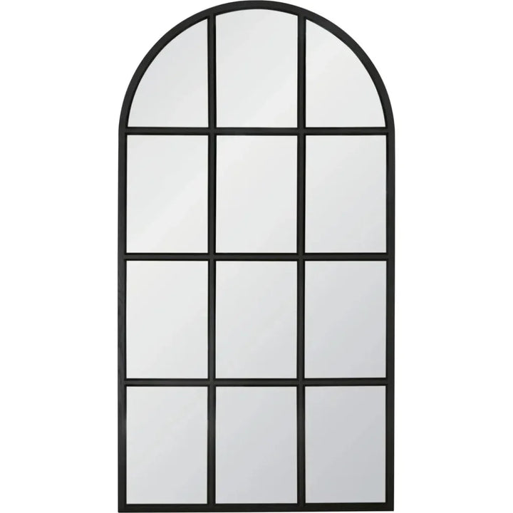 Grid Wooden Vertical Arched Floor Mirror-Floor Mirrors-Essentials For Living-LOOMLAN