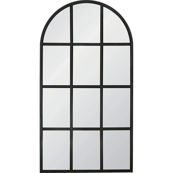 Grid Wooden Vertical Arched Floor Mirror