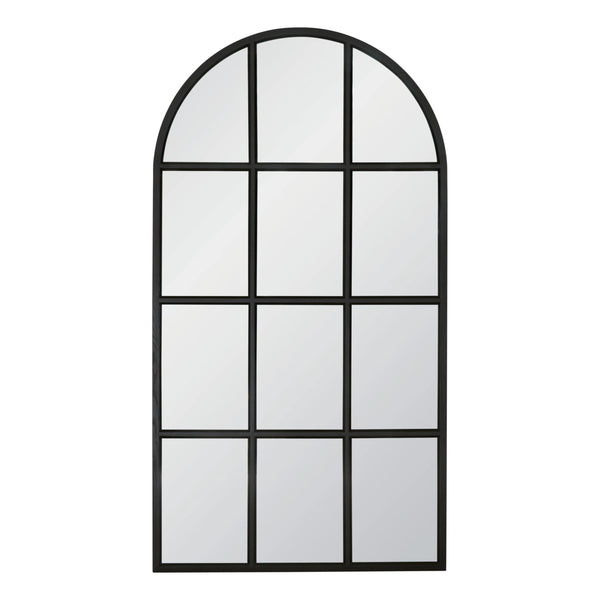 Grid Wooden Vertical Arched Floor Mirror