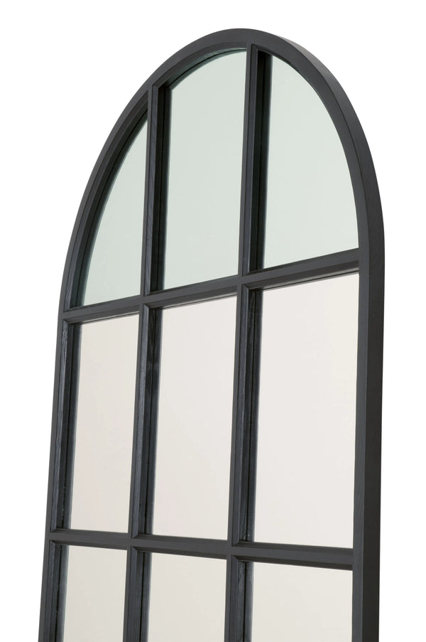 Grid Wooden Vertical Arched Floor Mirror