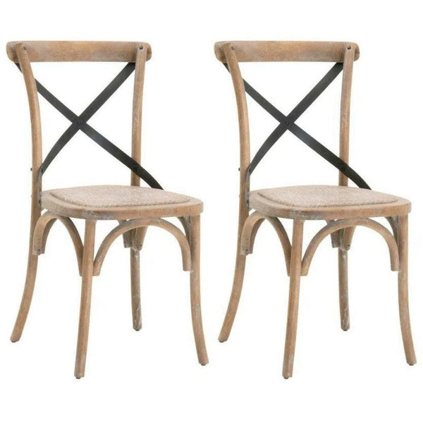 Grove Dining Chair Set of 2 Cane Natural Gray Hackberry Iron Dining Chairs LOOMLAN By Essentials For Living