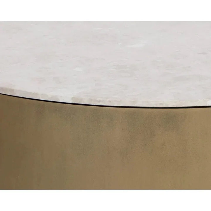 Guinevere White Marble Round Coffee Table - LOOMLAN - SUNPAN - Coffee Tables