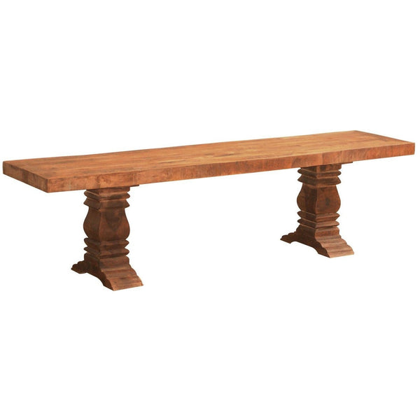 Guru Vintage Pedestal Wood Dining Bench-Dining Benches-LOOMLAN-LOOMLAN