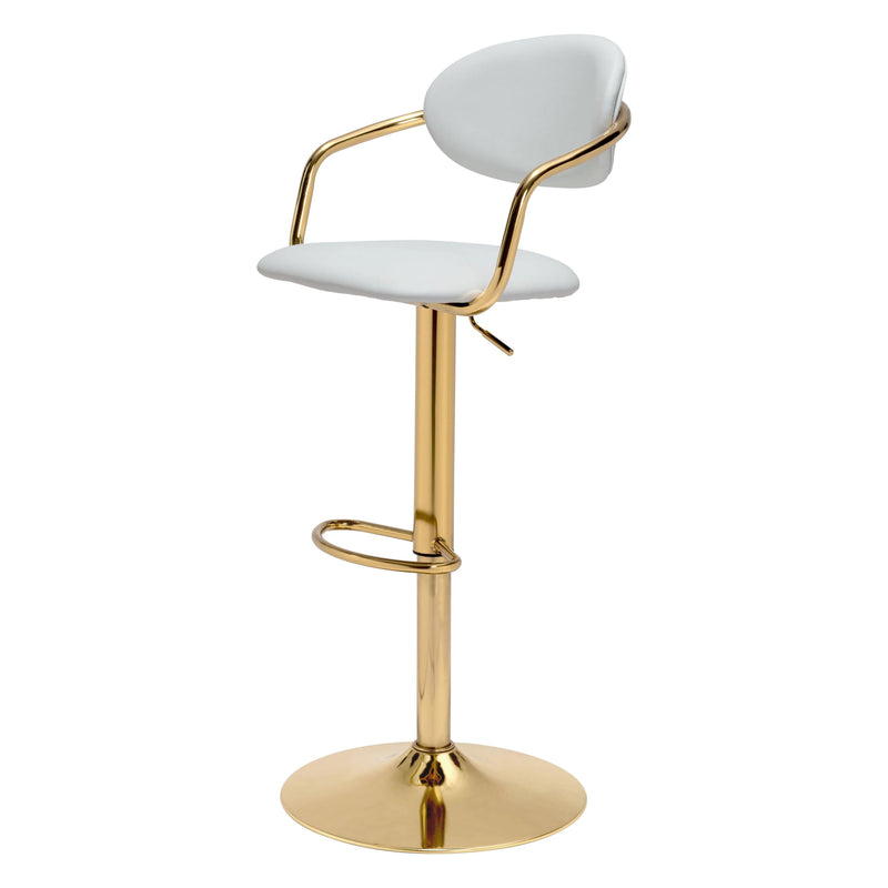 Gusto Bar Chair White & Gold Bar Stools LOOMLAN By Zuo Modern
