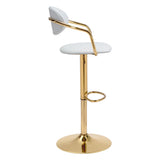 Gusto Bar Chair White & Gold Bar Stools LOOMLAN By Zuo Modern