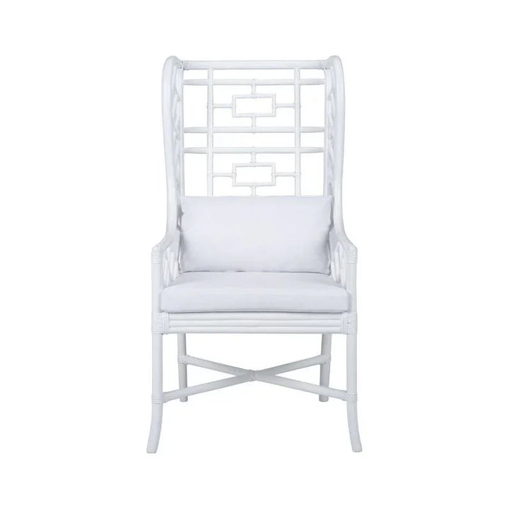 Gwyneth Rattan Frame White Wing Chair - LOOMLAN - Wildwood - Club Chairs