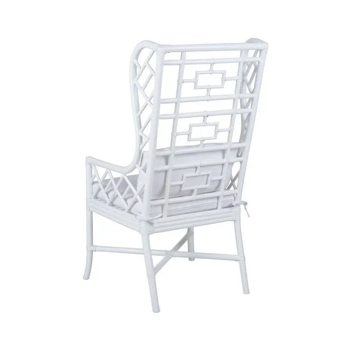 Gwyneth Rattan Frame White Wing Chair - LOOMLAN - Wildwood - Club Chairs