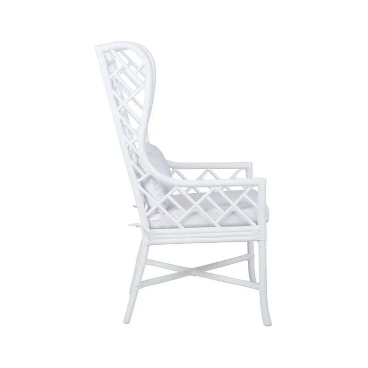 Gwyneth Rattan Frame White Wing Chair - LOOMLAN - Wildwood - Club Chairs