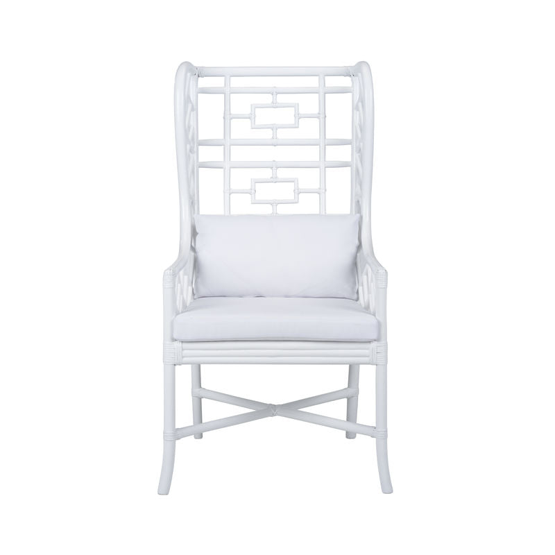 Gwyneth Rattan Frame White Wing Chair-Club Chairs-Wildwood-LOOMLAN