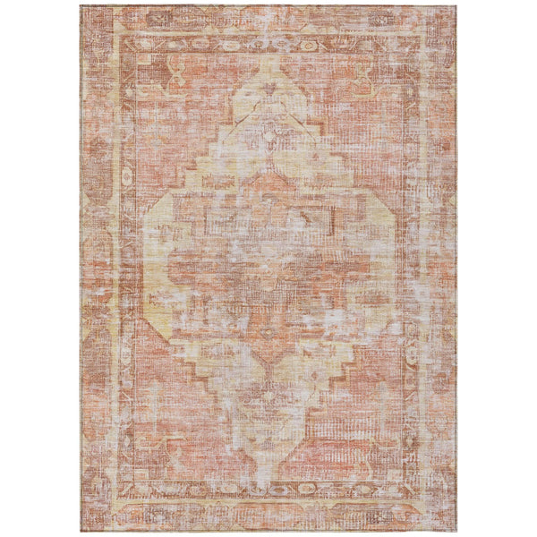 Haeleth Orange Washable Indoor-Outdoor Rug