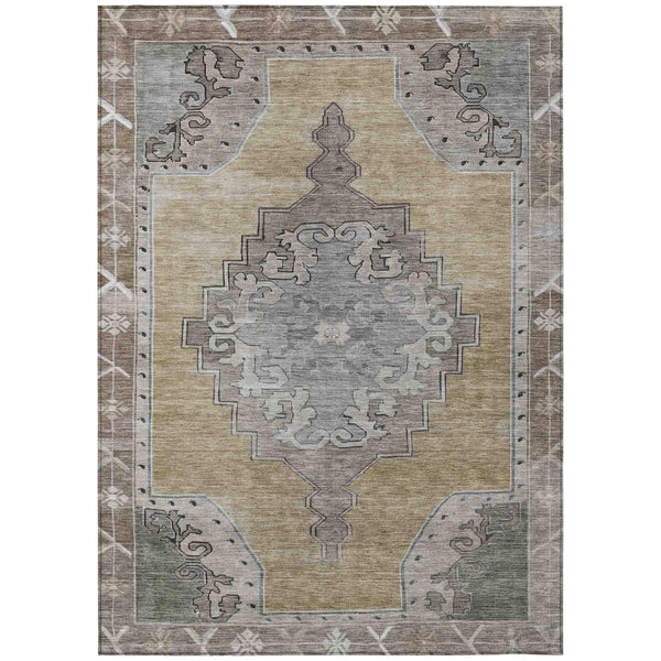 Haelion Brown Washable Indoor-Outdoor Rug